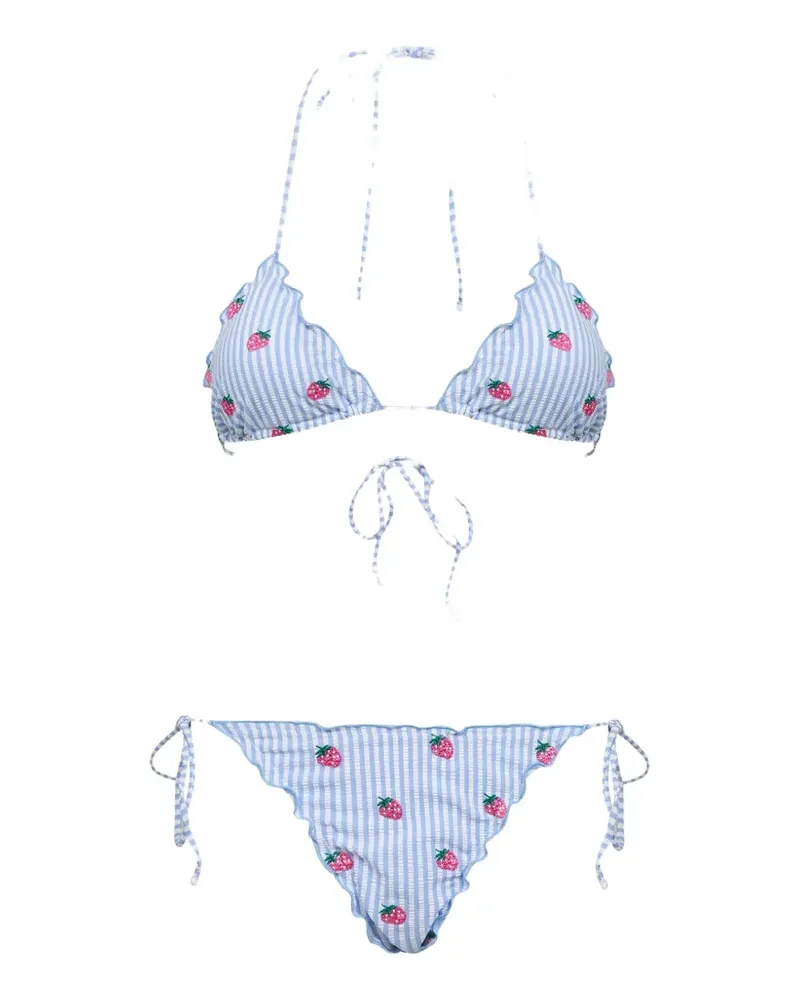 MC2 Saint Barth Sagitami strawberry-embroidered bikini - Blau Blau