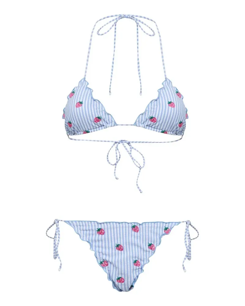 MC2 Saint Barth Sagitami strawberry-embroidered bikini - Blau Blau
