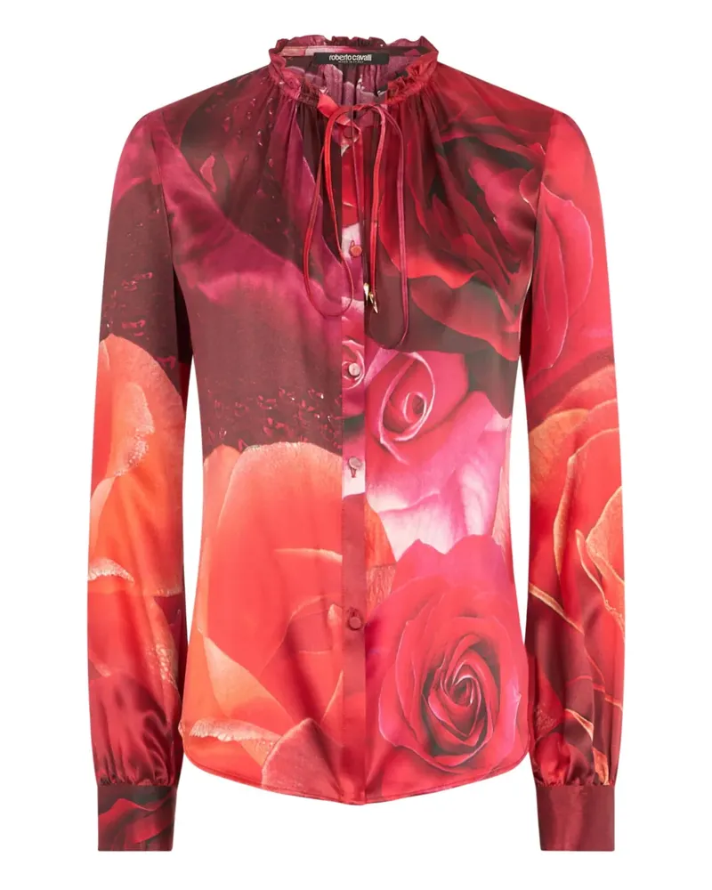 Roberto Cavalli Seidenhemd mit Blumen-Print - Rot Rot