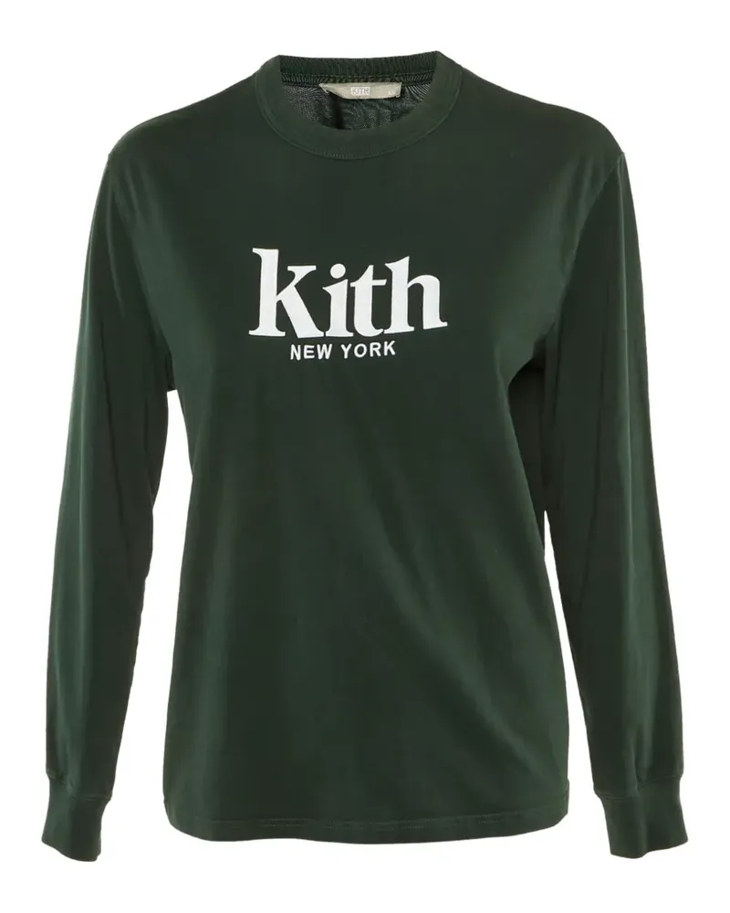 KITH Langarmshirt mit  Dark Green Logo-Stickerei Grün Grün
