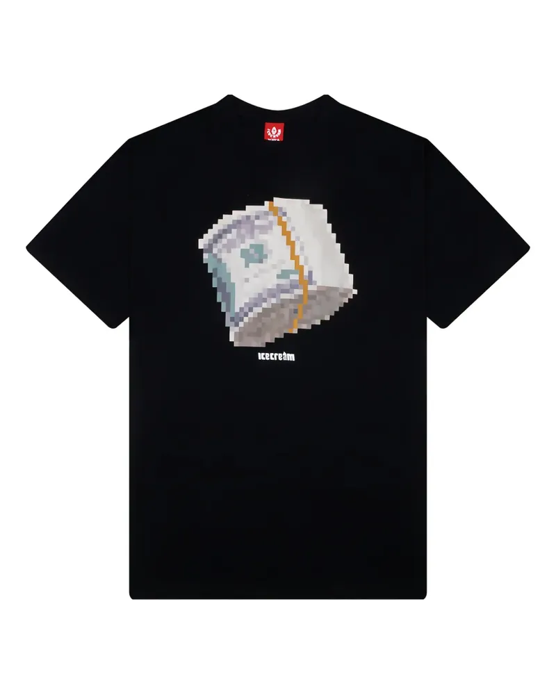 ICECREAM T-Shirt mit grafischem Pixel-Print - Schwarz Schwarz