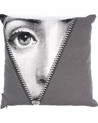 Fornasetti Kissen mit Gesichts-Print Schwarz