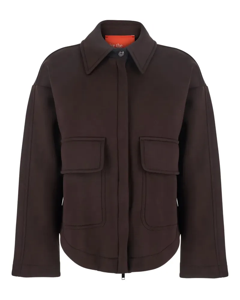 ..,merci classic-collar flap-pocket jacket - Braun Braun