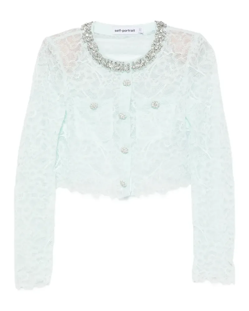 Self-Portrait crystal-embellished lace jacket - Grün Grün