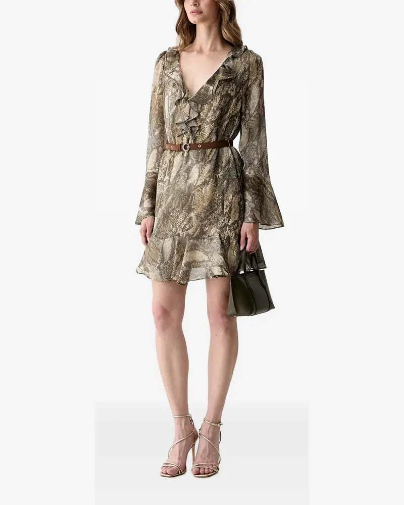 Guess animal-print ruffled mini dress - Grün Grün