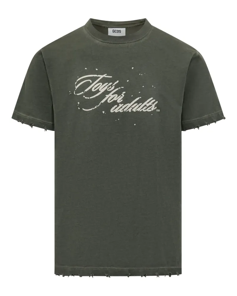 GCDS T-Shirt mit Text-Print - Grün Grün