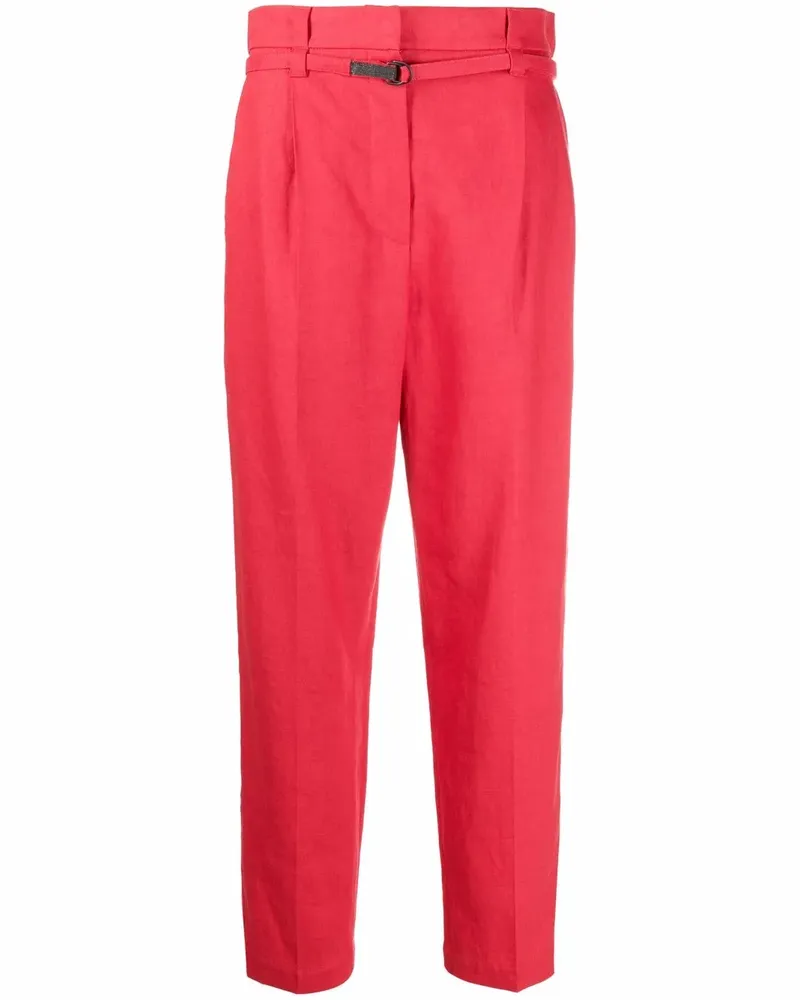 Brunello Cucinelli Cropped-Hose mit Paperbag-Taille - Rot Rot