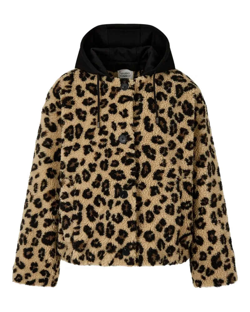 STUDIO TOMBOY leopard-pattern hooded jacket - Nude Nude