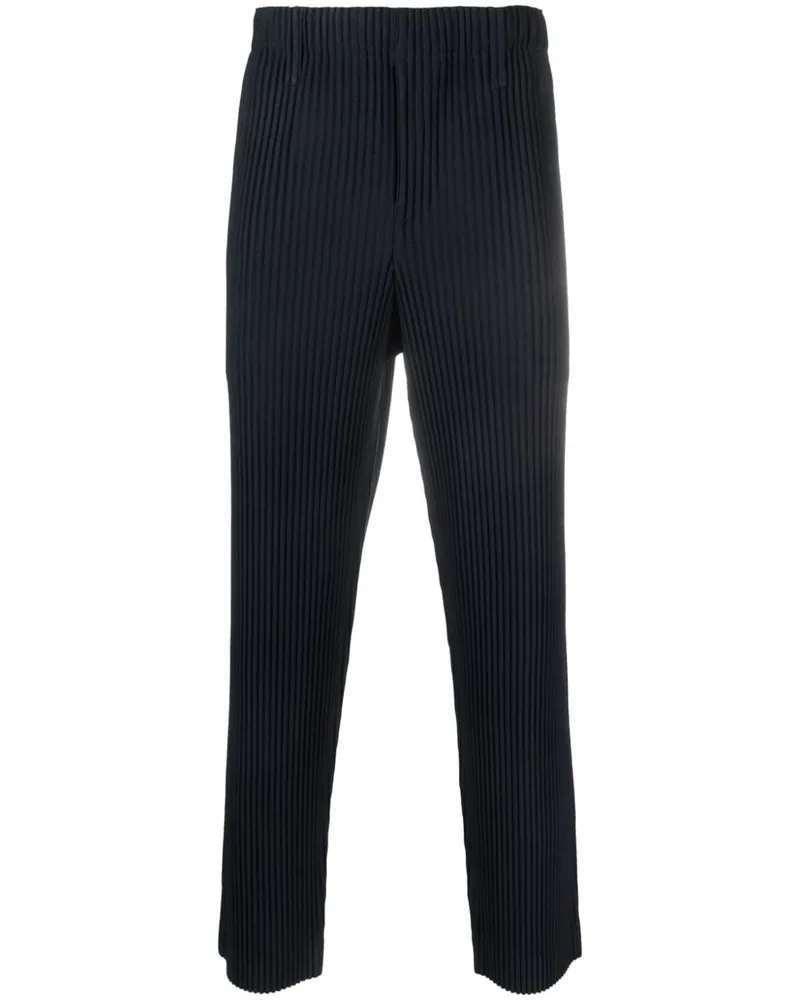 Issey Miyake Plissierte Straight-Leg-Hose Blau