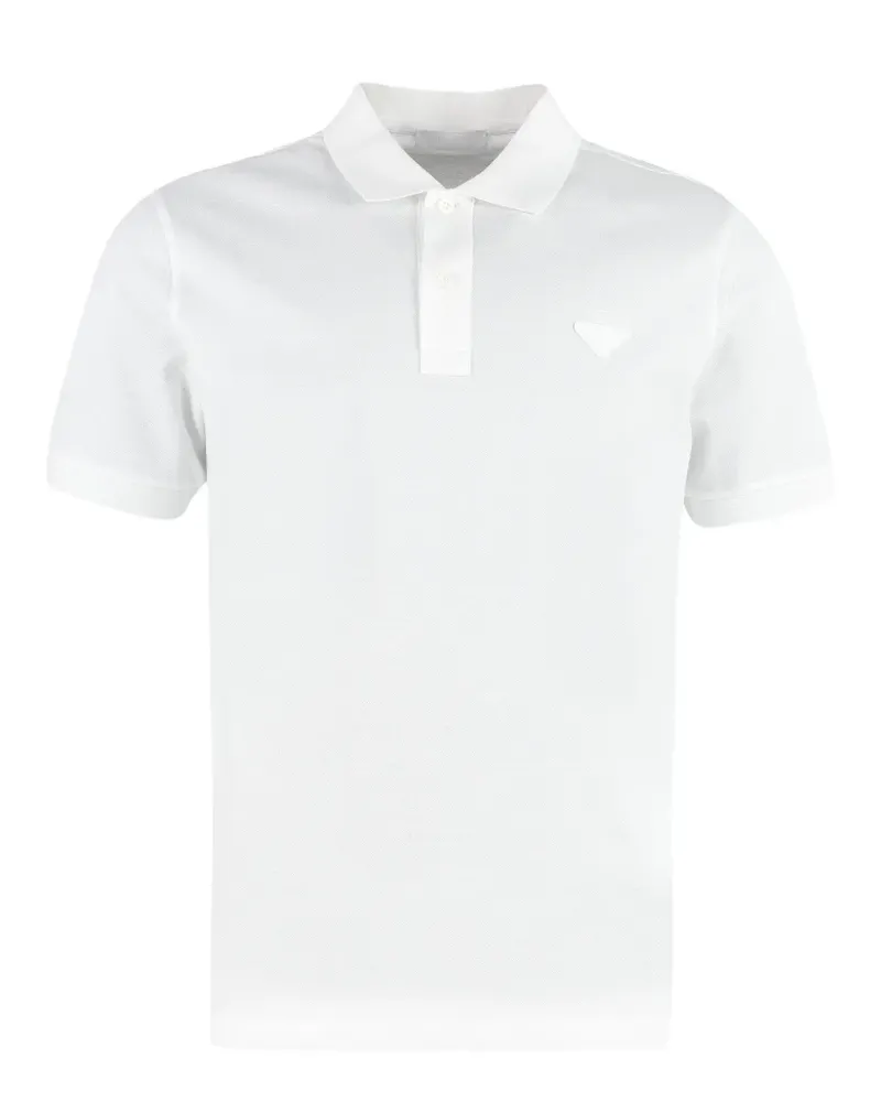 Prada logo-patch cotton polo shirt - Weiß Weiß