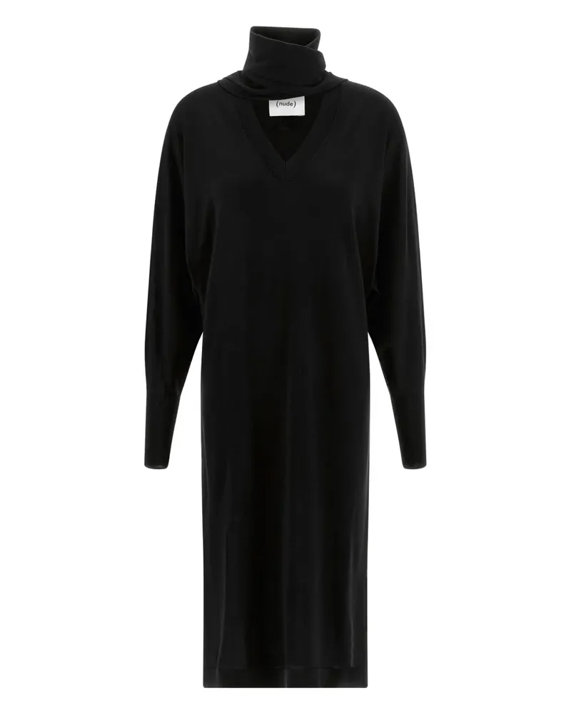 NUDE Midikleid mit Rollkragen - Schwarz Schwarz