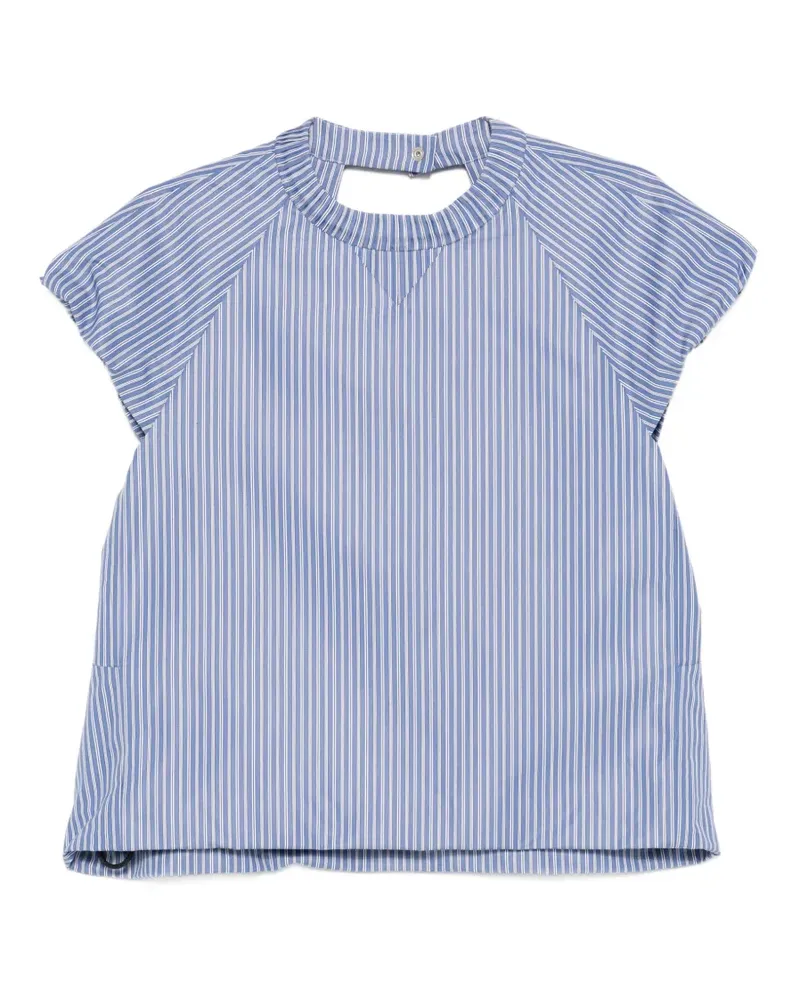 Sacai Gestreiftes T-Shirt - Blau Blau