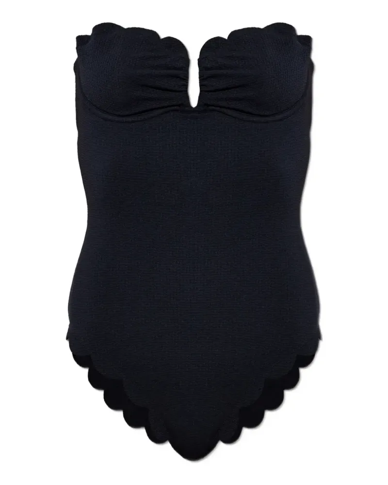 Marysia Lisbon scalloped-edge strapless swimsuit - Schwarz Schwarz