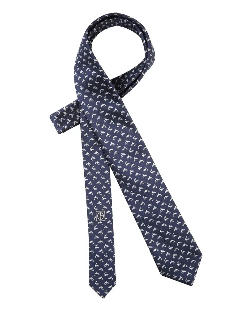Giorgio Armani fish-print silk tie - Blau Blau