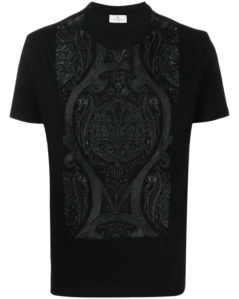 Etro T-Shirt mit Logo-Stickerei - Schwarz Schwarz