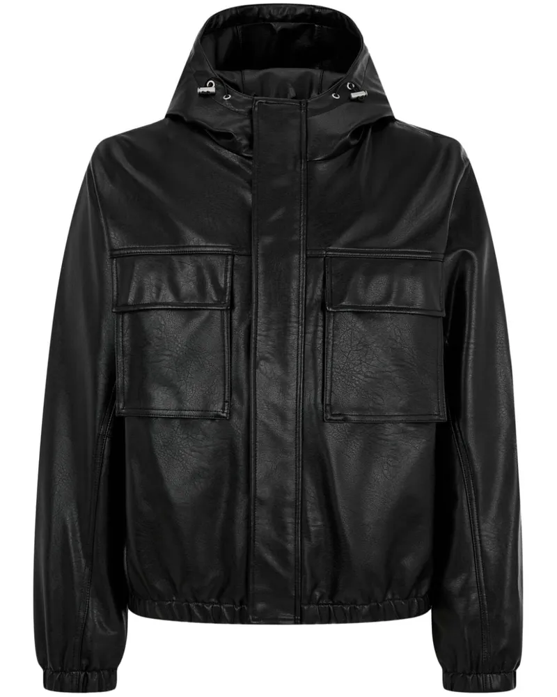 STUDIO TOMBOY Kapuzenjacke aus Faux-Leder - Schwarz Schwarz