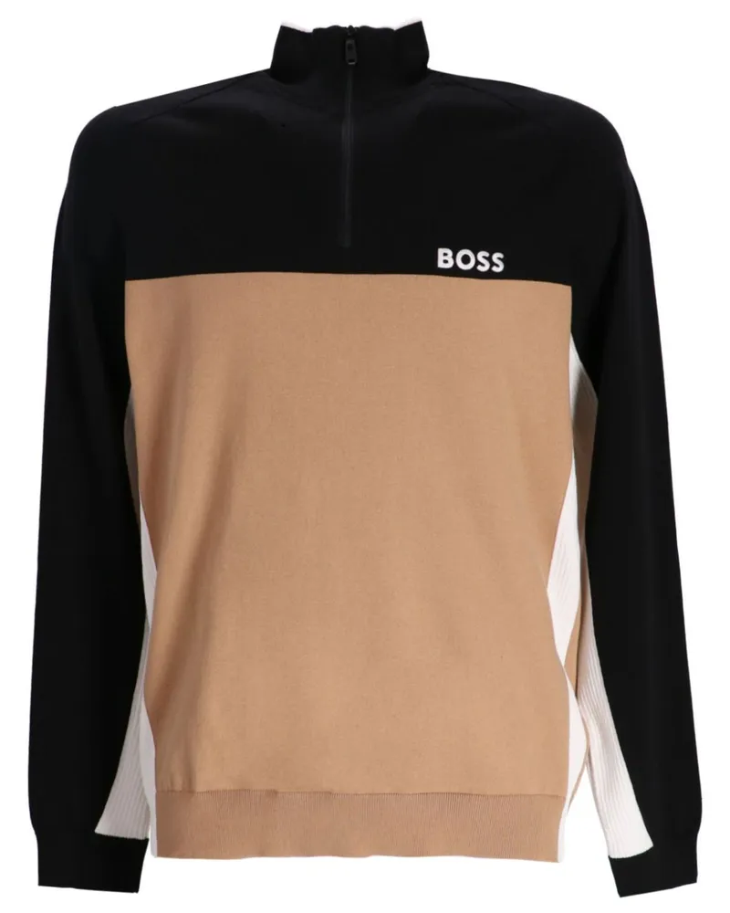 HUGO BOSS Sweatshirt in Colour-Block-Optik Schwarz