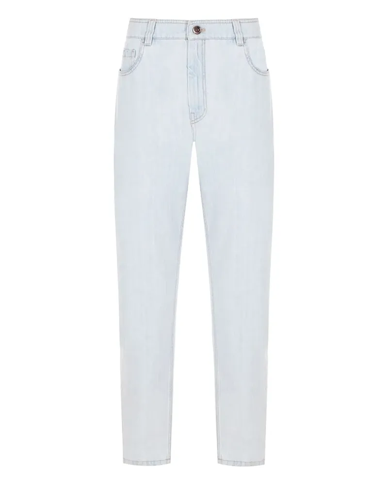 Brunello Cucinelli Straight-Leg-Jeans mit Logo-Patch - Blau Blau