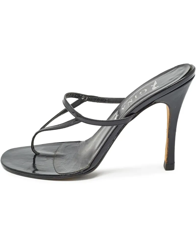 Gina Pre-owned Riemchensandalen mit offenem Absatz - Schwarz Schwarz