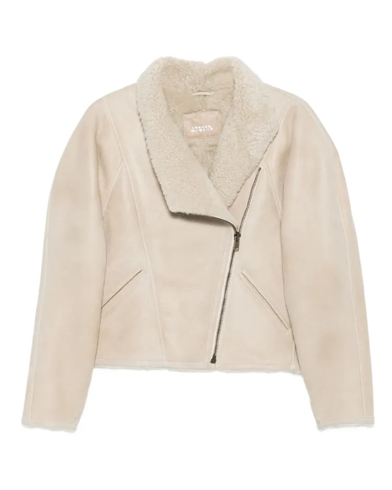 Isabel Marant Blondine Shearling-Jacke mit Reißverschluss - Nude Nude