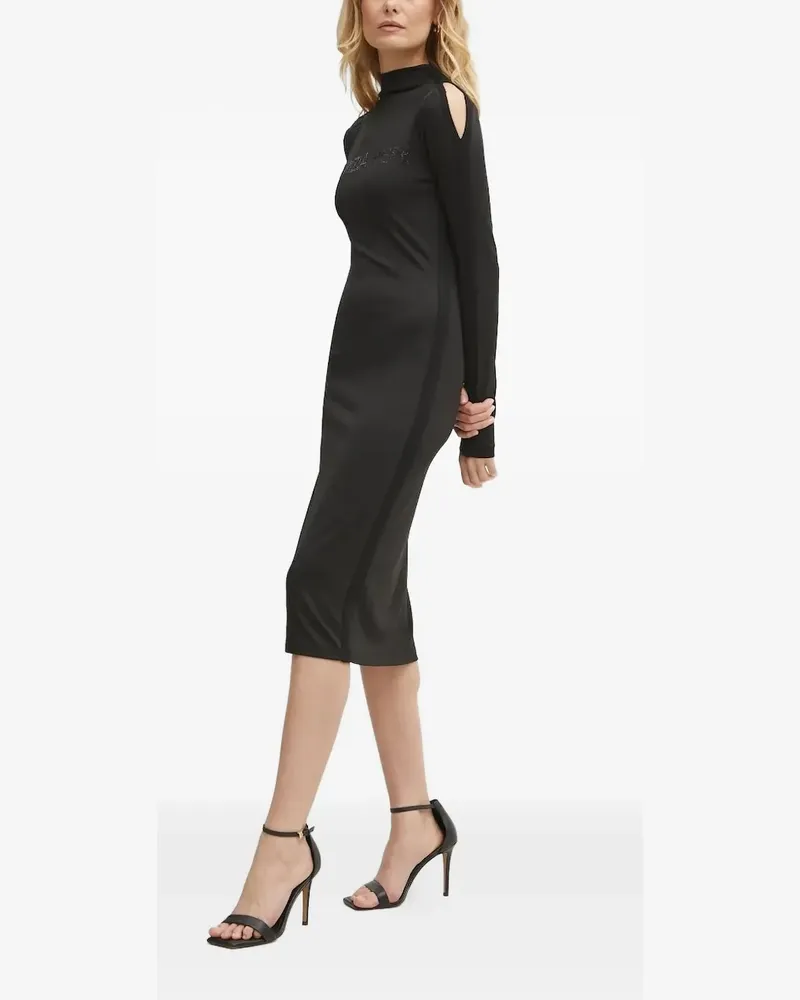 Patrizia Pepe Midikleid mit Stehkragen - Schwarz Schwarz