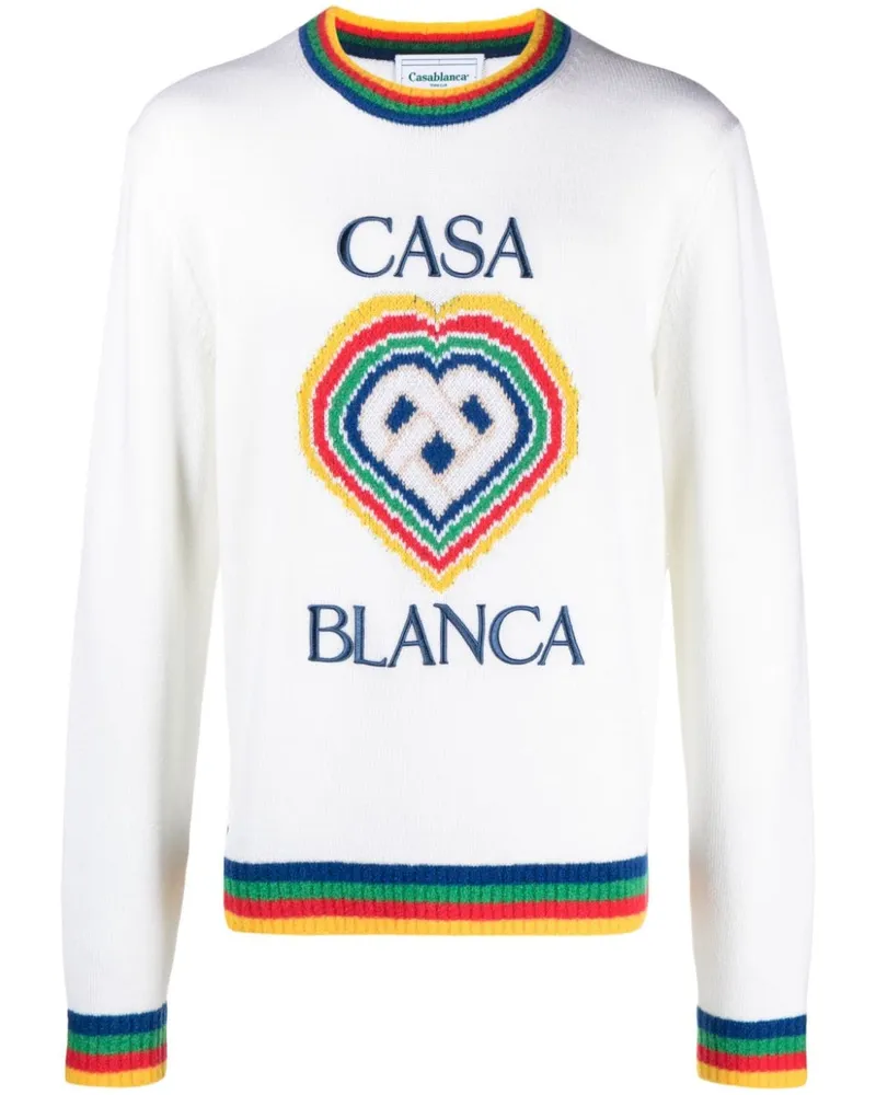 Casablanca Paris Heart Boucle Pullover Weiß