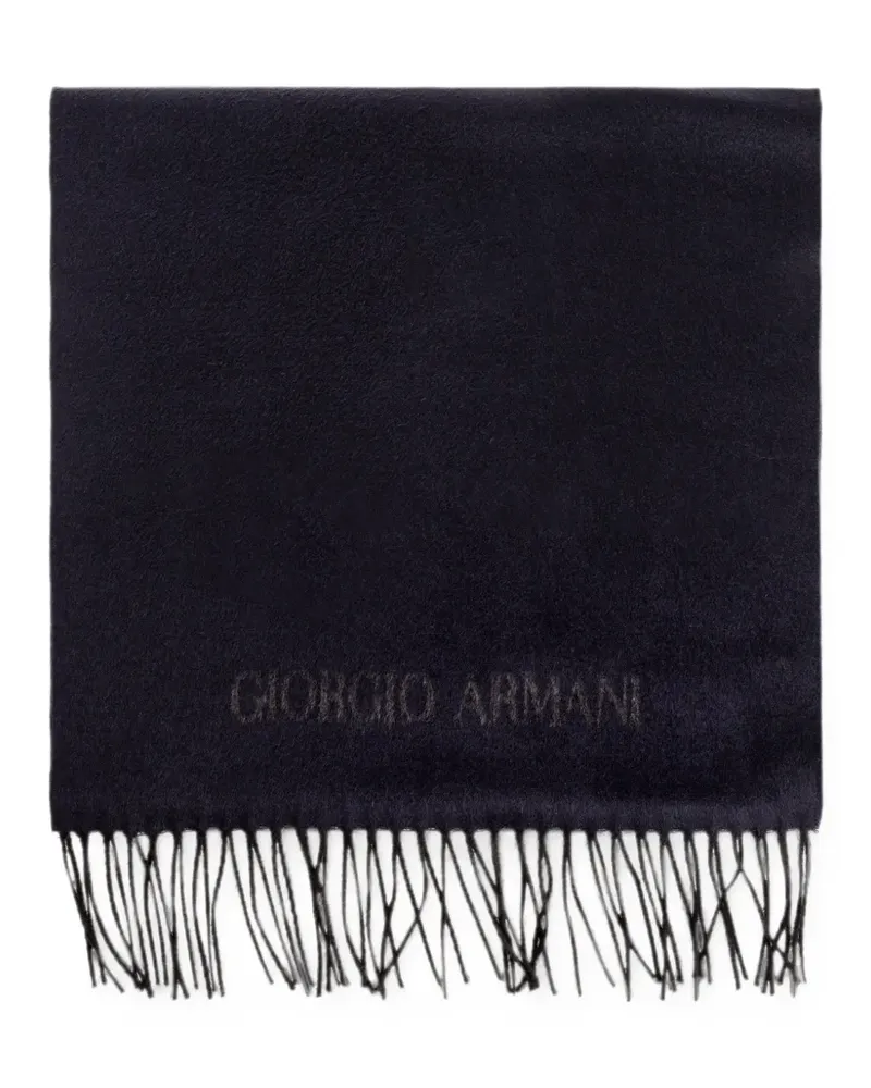 Giorgio Armani Schal mit Logo-Stickerei - Blau Blau