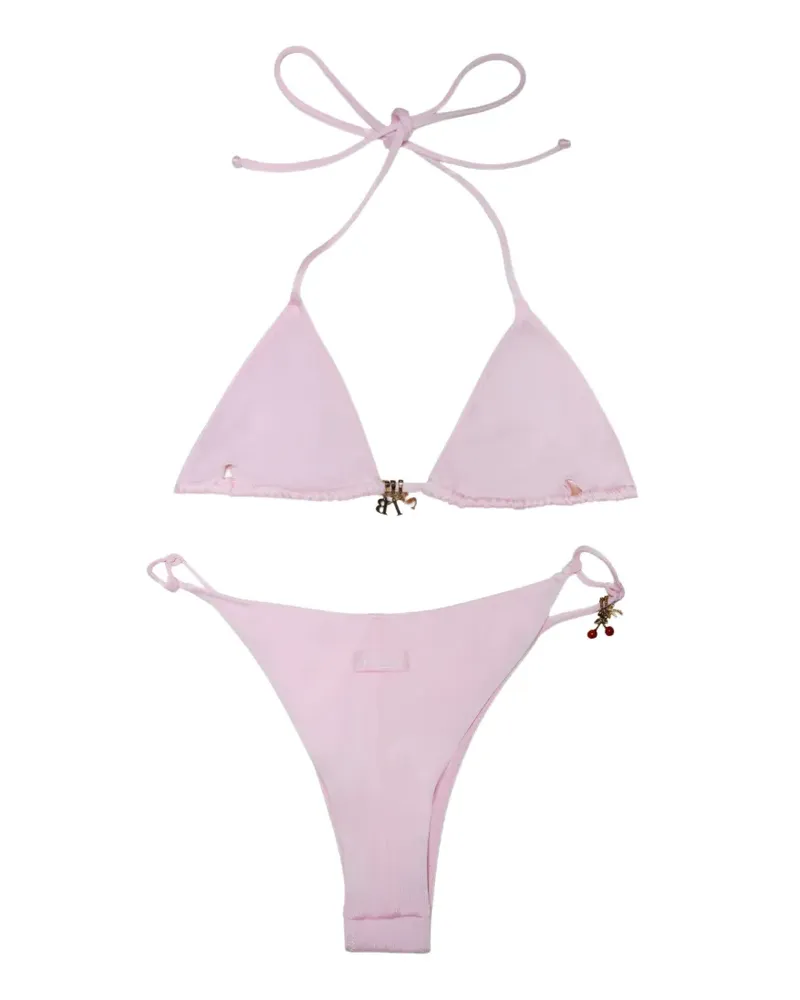 MC2 Saint Barth charm-embellished triangle bikini - Rosa Rosa