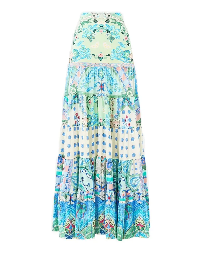 Camilla spliced tiered maxi skirt - Blau Blau