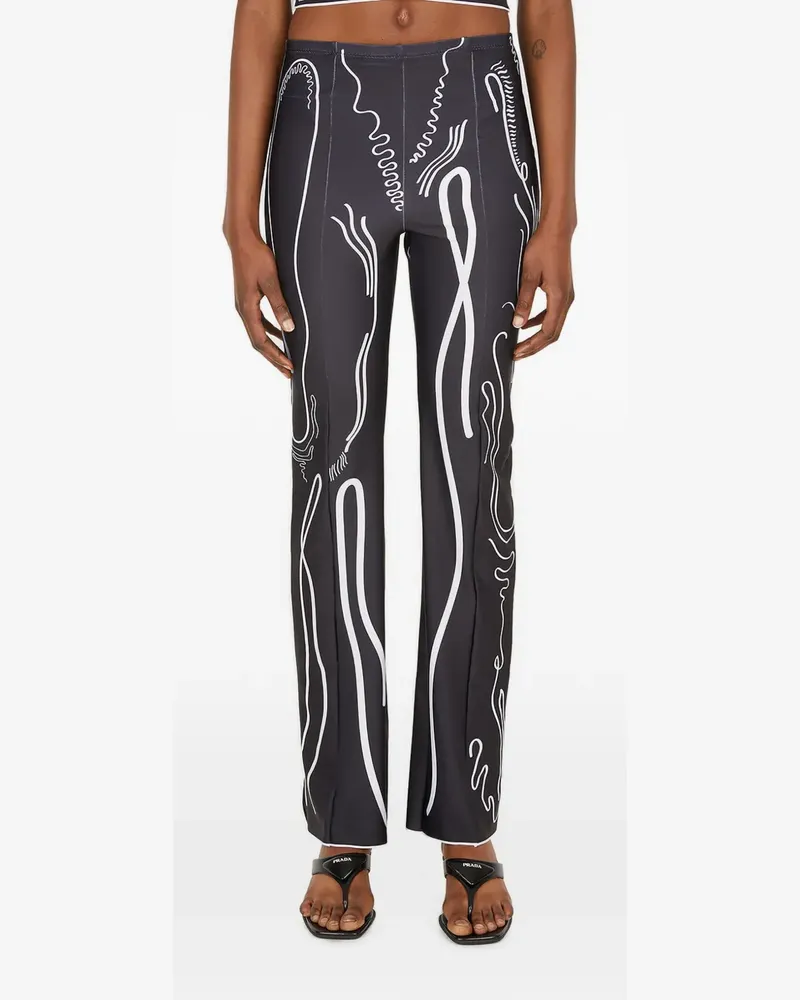 DI PETSA Gerade Venus Shell Hose mit grafischem Print - Schwarz Schwarz