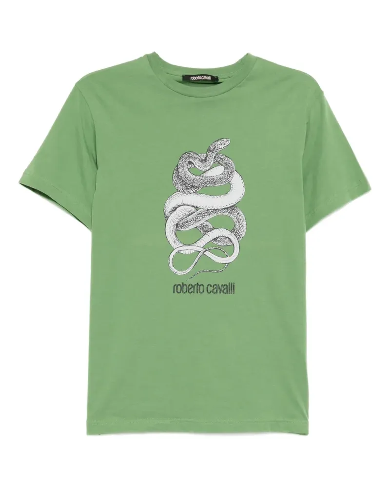 Roberto Cavalli graphic-print cotton T-shirt - Grün Grün