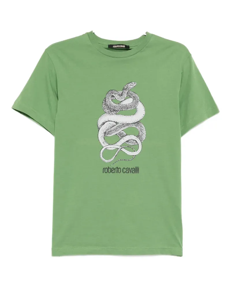 Roberto Cavalli graphic-print cotton T-shirt - Grün Grün