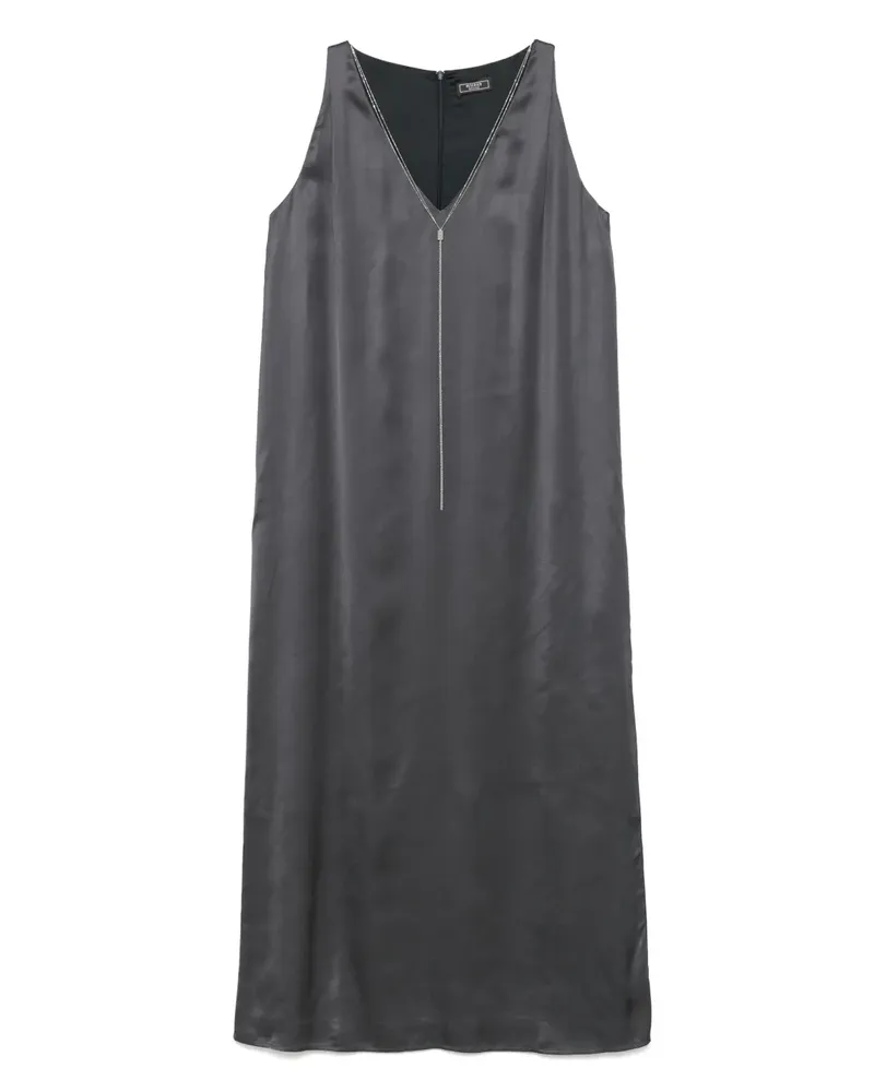 Peserico Midikleid mit Monili-Kette - Grau Grau