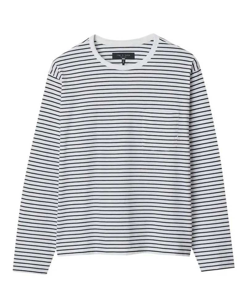 Rag & Bone Gestreiftes Langarmshirt - Weiß Weiß