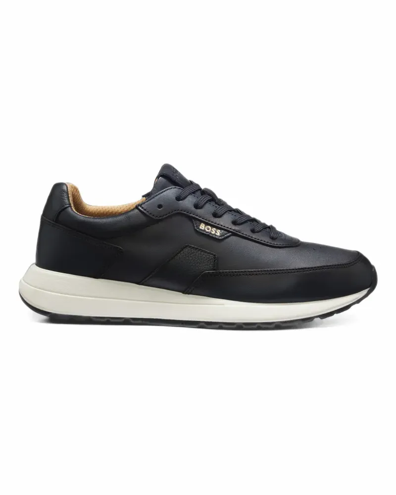HUGO BOSS Sneakers aus gebürstetem Leder mit Eva-Gummisohle - Blau Blau