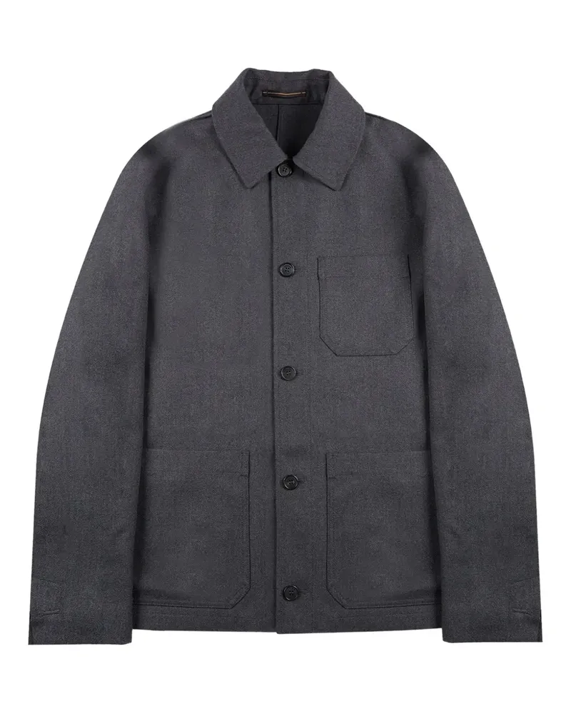 Incotex button wool overshirt - Grau Grau