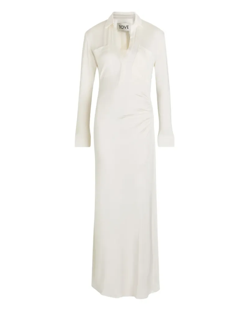 TOVE pockets-chest collared maxi dress - Nude Nude