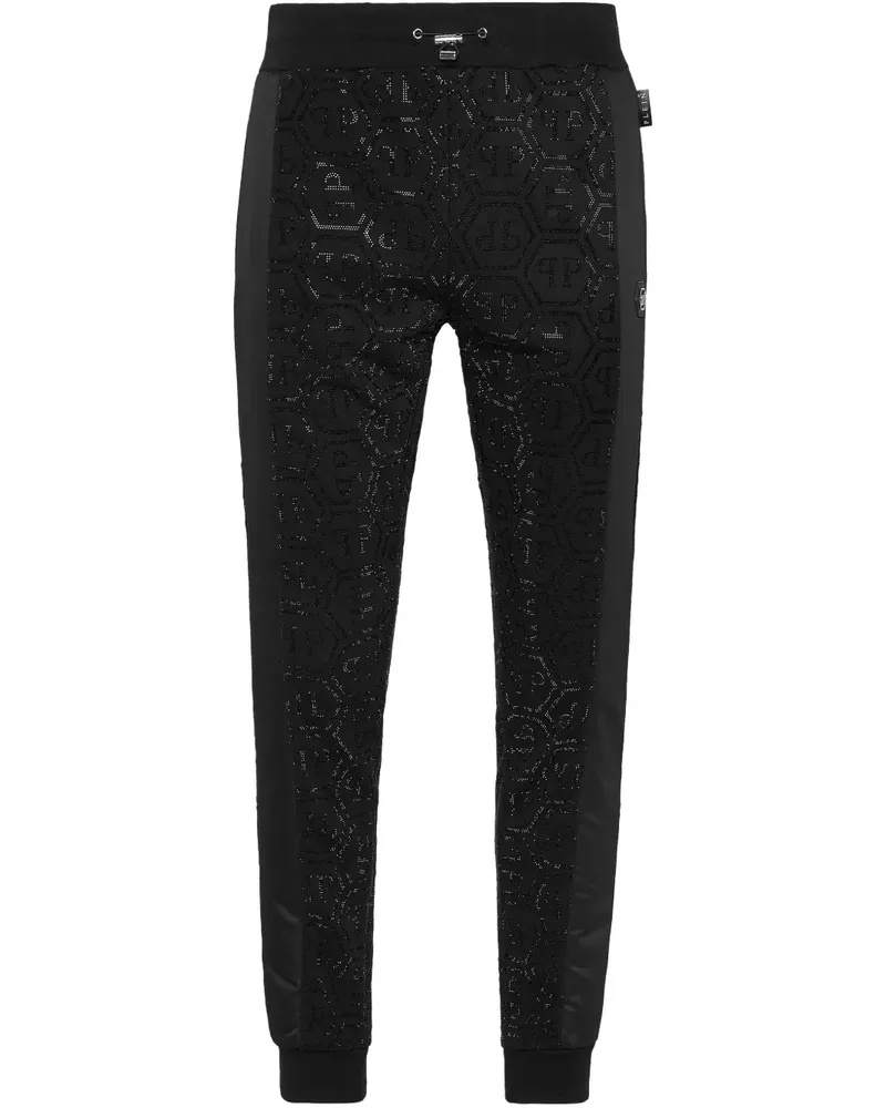 Philipp Plein Inserts Monogram Strass Jogginghose - Schwarz Schwarz