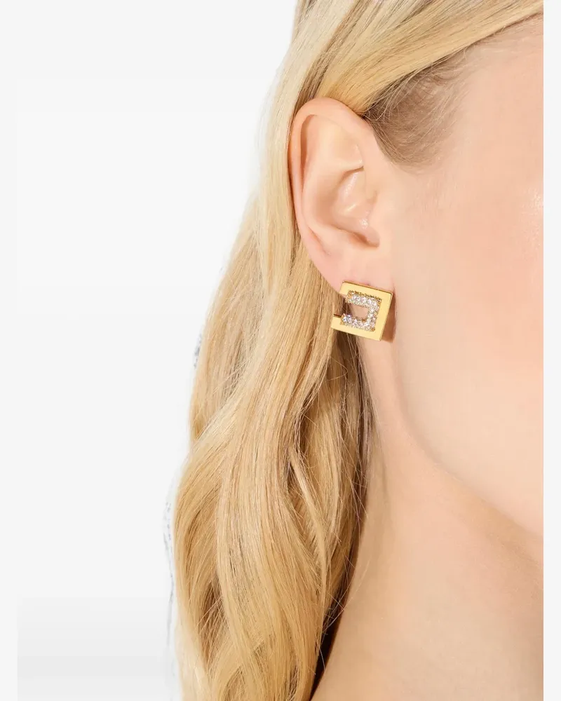 Elisabetta Franchi earrings with logo and rhinestones - Gold Gold