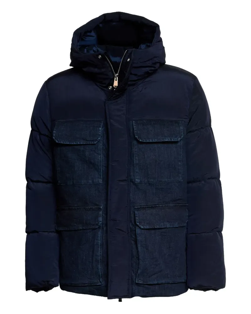 Dondup Gesteppte Kapuzenjacke mit Jeanseinsätzen - Blau Blau