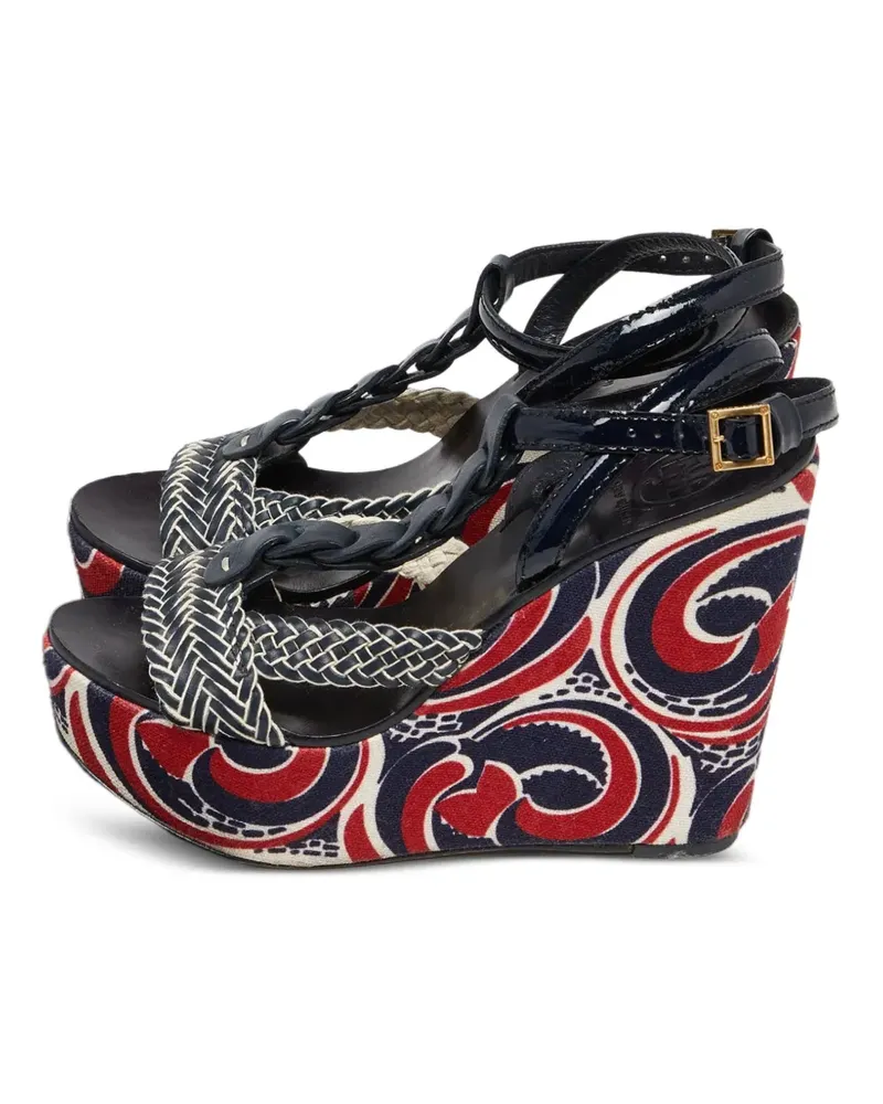 Tory Burch braided platform wedge sandals - Blau Blau