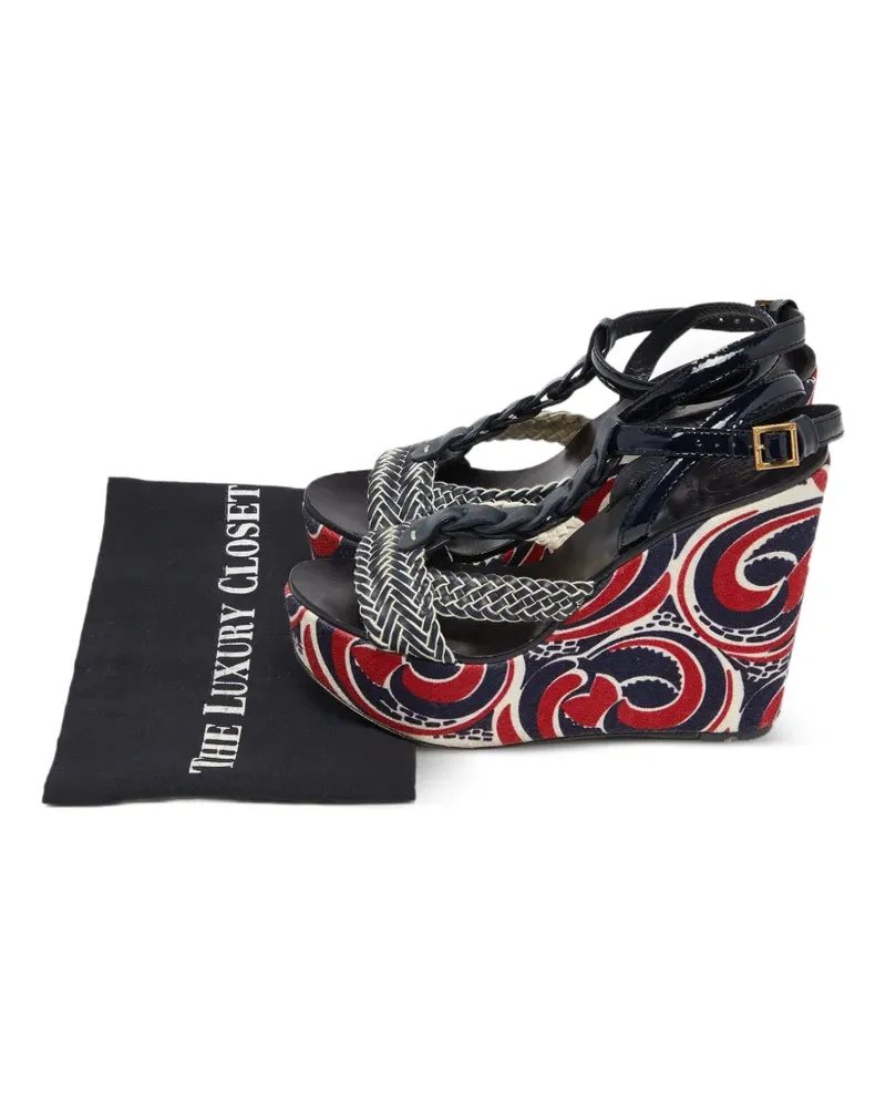 Tory Burch braided platform wedge sandals - Blau Blau