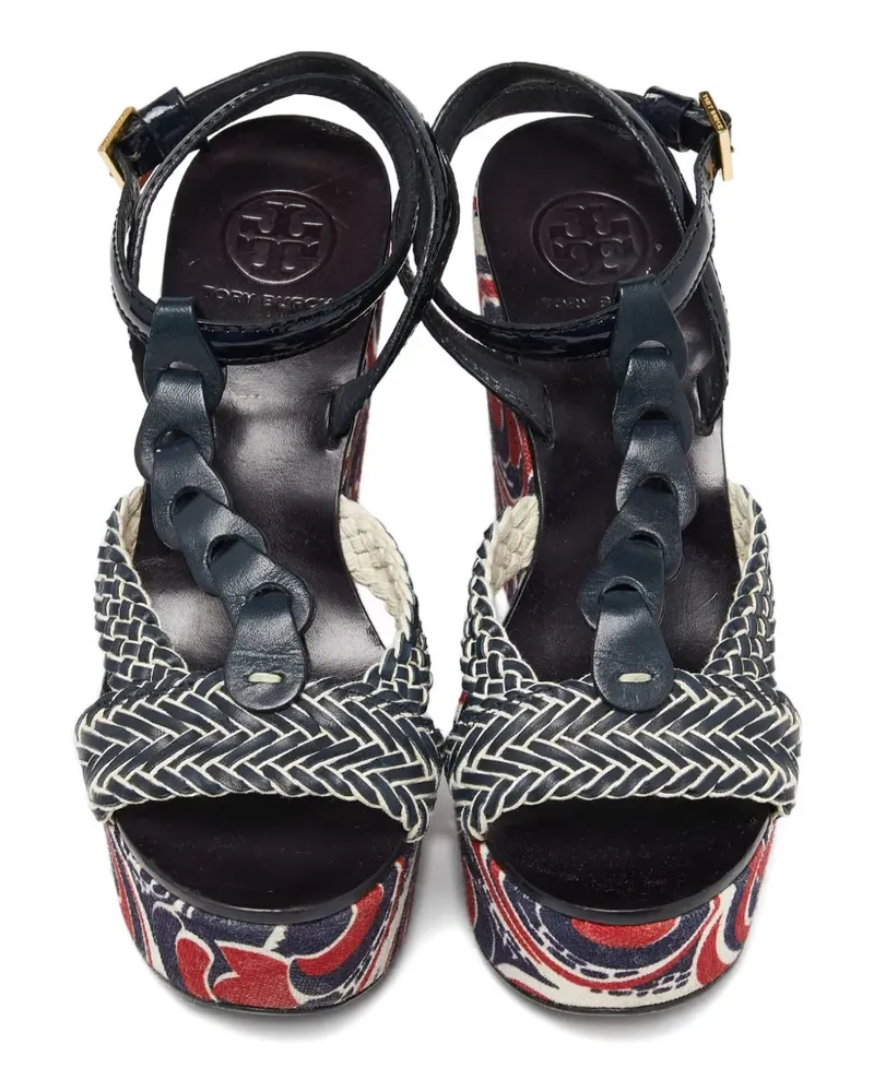 Tory Burch braided platform wedge sandals - Blau Blau