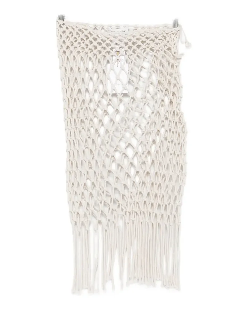 FRANKIE Shop macramé fringed midi skirt - Nude Nude