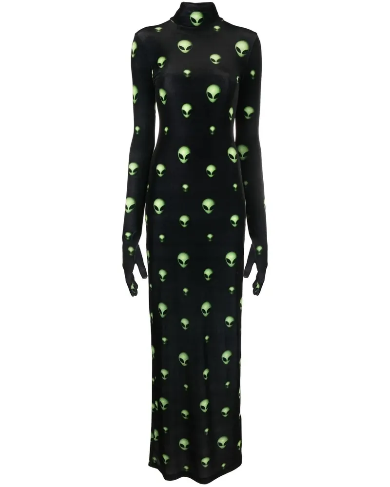 VETEMENTS Maxikleid mit grafischem Print - Schwarz Schwarz