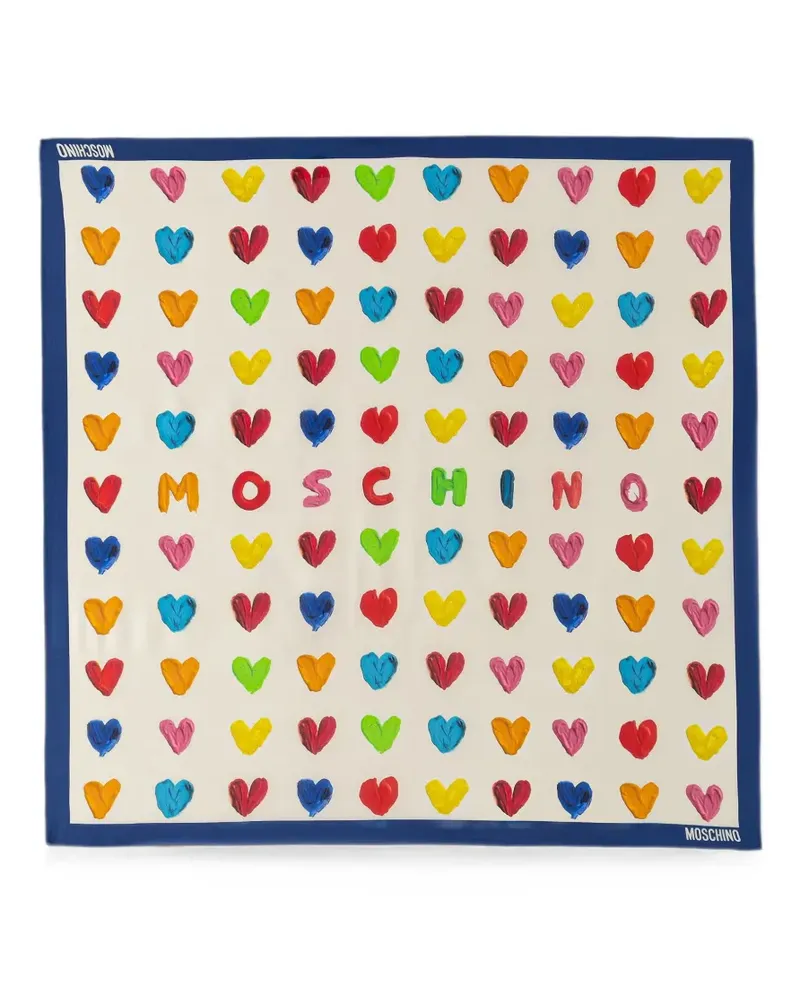 Moschino Seidenschal mit Herz-Print - Nude Nude
