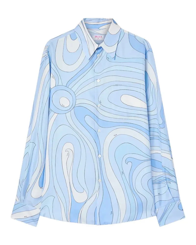 Emilio Pucci Oversized-Hemd aus Seide mit Marmo-Print - Blau Blau