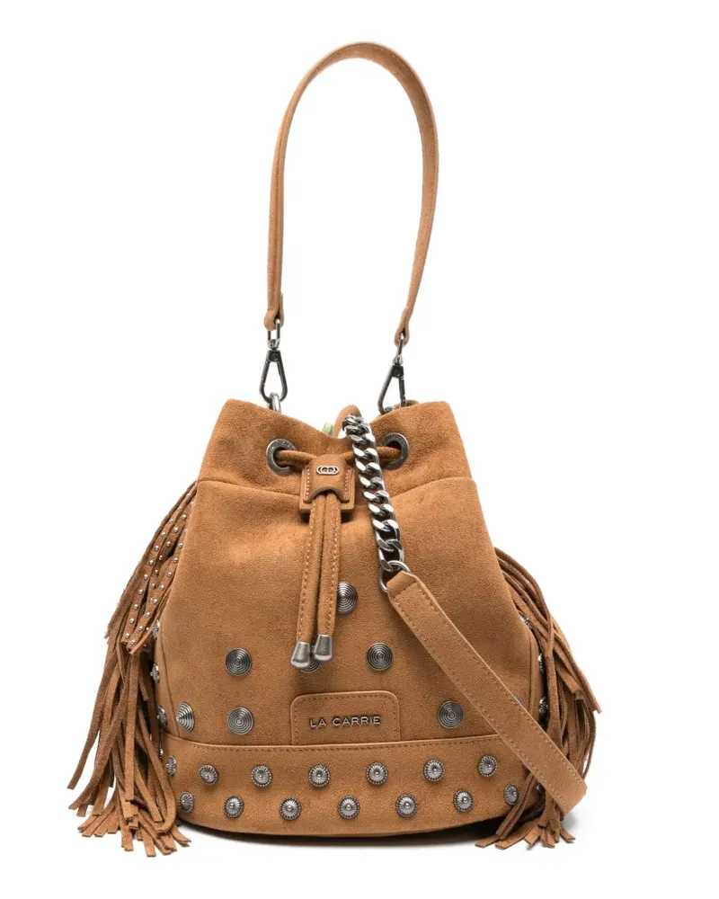 LA CARRIE Beuteltasche mit Fransen und Nieten - Nude Nude