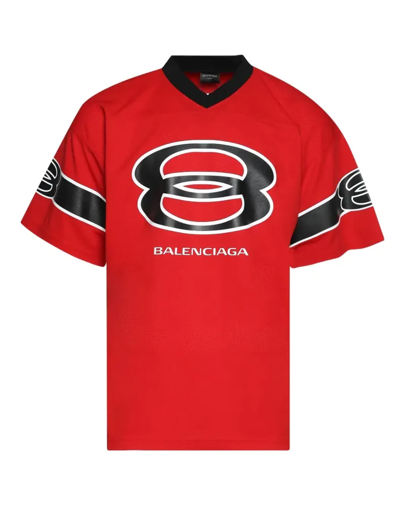 Balenciaga American Football T-Shirt mit V-Ausschnitt - Rot Rot