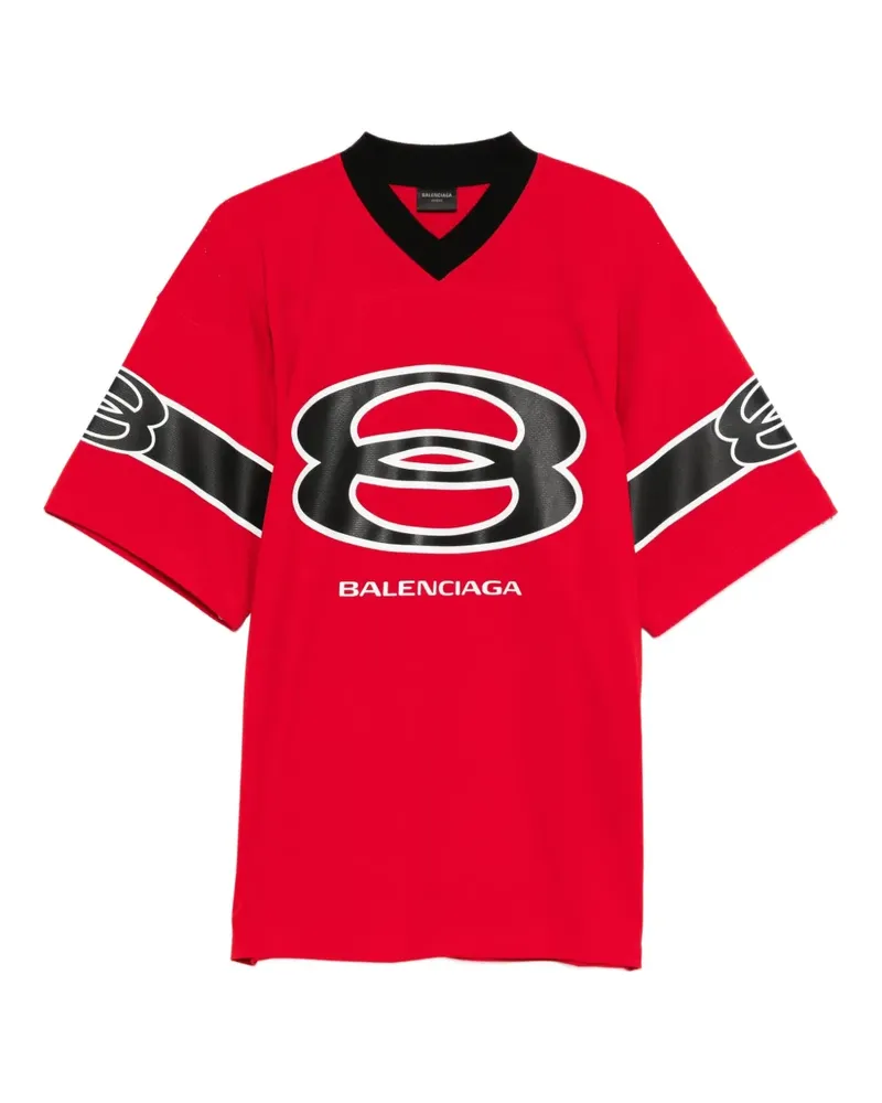 Balenciaga American Football T-Shirt mit V-Ausschnitt - Rot Rot